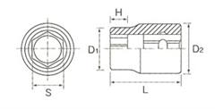 [KTC工具] 6.3sq.ソケット(六角)B2-12、12W